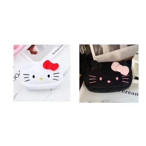 #359 Hello Kitty Velvety Soft Pencil / Makeup Bag Black & Pink or White